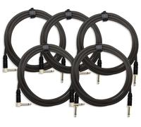 5x CABLE INSTRUMENTS GUITARE AMPLIFICATEUR AUDIO CONNECTEUR JACK NOIR 3M SET