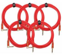 5x CABLE INSTRUMENTS GUITARE AMPLIFICATEUR AUDIO CONNECTEUR JACK ROUGE 3M SET