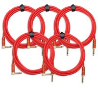 5x CABLE INSTRUMENTS GUITARE AMPLIFICATEUR AUDIO CONNECTEUR JACK ROUGE 3M SET