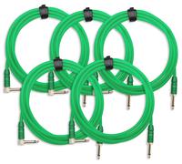 5x CABLE INSTRUMENTS GUITARE AMPLIFICATEUR AUDIO CONNECTEUR JACK VERDURE 3M SET