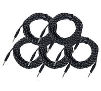 5x Cable Instruments Guitare Basse Clavier Amplificateur Jack 6,3mm 10m Textile