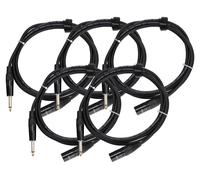 5x Câble XLR 3-Pin Mâle vers Jack 6.35mm (1/4'') Mono Audio Premium Chrome 2,5m