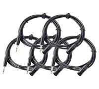 5x Câble XLR 3-Pin Mâle vers Jack 6.35mm (1/4'') Stereo Audio Symmétrique 2,5m