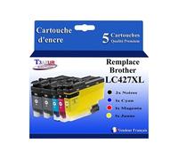 T3AZUR- 5x Cartouches compatibles avec Brother LC421 XL pour Brother DCP-J1050DW, DCP-J1140DW, DCP-J114DW, DCP-J1800DW Jaune Multicolore