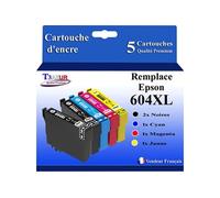 - 5x Cartouches compatibles avec Epson Expression Home XP-2200, XP-2205, XP-3200, XP-3205, XP-4200, XP-4205, 604 XL