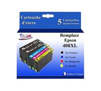 T3AZUR - 5x Cartouches compatibles avec Epson WorkForce Pro WF-C4810DTWF, 408, 408L, 408XL