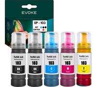 5x cartouches d'encre pour Epson 103 | 2x jeu de noir + couleur | Remplacement pour EcoTank L3251 L3250 L3150 L3151 L3260 L3256