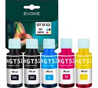 5x cartouches d'encre pour HP GT51 GT52 | 2x jeu de noir + couleur | Remplacement pour Ink Tank 315 410 415 Smart Tank 510 515