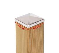 5x Chapeau de Poteau en Acier Inoxydable Pyramidal 146x146 mm - Antirouille - Pour Poteaux en Bois 145x145 mm - Couvre-Poteau avec Trous de Fixation - Protection Extérieure