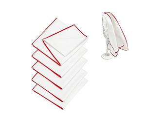 5x Chiffon Microfibre Verre à Vin, Blanc Bordure Rouge, Torchon Polissage Vaisselle Sans Trace ni Peluche, Essuie-Verres Absorbant pour Cuisine Bar Restaurant, Nettoyage Éclatant des Verres en Cristal