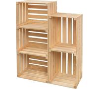 5x coffret en bois PINEEA grand 50x40x30 cm - coffret à fruits vintage en bois - coffret à vin décoratif naturel - coffret en bois robuste