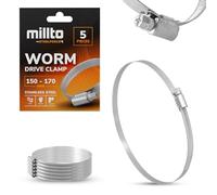 5x Collier De Serrage Inox 150-170 mm Pour Tuyaux Souples Rigides Jardin Arrosage Voiture Bricolage Maison Usage Industriel Réglable À Vis En Acier Inoxydable