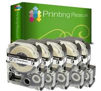 5x Compatible AT12KW Noir sur Clair (12mm x 8m) Rubans Étiquettes pour Epson LabelWorks LW-300, LW-400, LW-500, LM-700, LW-900P, OK200, OK300, OK500P, OK720, OK900P, KingJim TepraPro