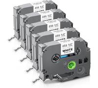 5x Compatible Tze-231 TZ-231 TZe231 Tz231 Ruban d'étiquettes pour Brother 12 mm 0,47 Ruban Adhésif pour Brother etiqueteuse PT-H105 PT-H100R PT-H110 PT-D400 PT-H107B PT-1080, Noir sur Blanc