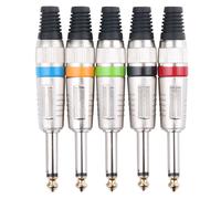 Pronomic Set de Connecteurs Jack 6,3 mm 5 pièces (pour câblage personnalisé, montage, décharge de traction à pince de qualité, boîtier robuste en alliage moulé) coloré