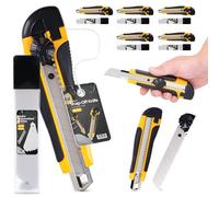 5x Couteau Tapis 18 mm Cutter Couteau À Paquet Carton Feuille Lame Métallique À Film Universel Professionnel Multi-Usage Multifonctionnel Précision Avec 55x Lame