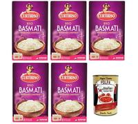 5x Curtiriso Riso Basmati,Orientalischer Duft,Ideal für Gerichte mit Fleisch, Fisch und Gemüse,Kochzeit 10 Minuten,Packung mit 1Kg + Italian Gourmet Polpa di Pomodoro 400g Dose