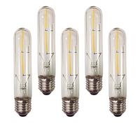 5X E27 Ampoule LED Filament Lampe Lumière Incandescence COB Lampe LED T10 Ampoule Filament LED Super Lumineux 430LM Blanc Chaud Éclairage AC220V Non Dimmable