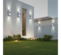 5x Eclairage Mural Lampe D'Extérieur LED Jardin Haut Bas Balcon Alu Argent