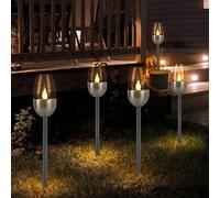5x Extérieure Lampe Solaire Torche de Jardin Effet Feu Terrasses Noir LED