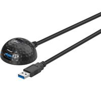 5X Goobay 95918 Rallonge USB 3.0 Hi-Speed avec pied, noir, 1.5 m - USB 3.0 mâle (type A) > 2x USB 3.0 femelle (type A)
