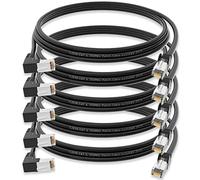 5X HB Digital Lot de 5 câbles réseau numériques LAN coudé à 90° Fiche RJ45 0,5 m 50 cm Cat 6 noir cuivre professionnel S/FTP PIMF LSZH cat. 6 Cat6 AWG 27/7 RJ45 Port Ethernet Réseau AWG27 Câble de
