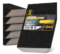 5X Instalguru Éponge Abrasive Bloc Ponçage 110 mm × 90 mm × 25 mm P240 4 Côtés Ponçage Vernis Bois Métal Enduits Mastic Rénovation Surface Lisse Préparation Peinture