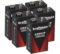 5X KRAFTMAX Lithium 9V Bloc Piles Haute Performance Pour Détecteurs De Fumée