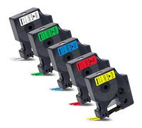 5x Labelwell 12mm Remplacement Rubans Compatible pour Dynmo 45013 45016 45017 45018 45019 pour LabelManager 160 280 210D 360D 500TS LabelPoint 150 250 300 Dynmo LabelWriter 450 Duo Étiqueteuse