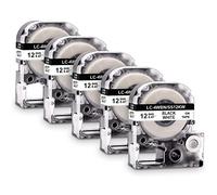 5x Labelwell LC-4WBN Noir sur Blanc Ribbon Remplacement pour LabelWorks LW