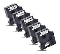 5x Labelwell Remplacement Rubans Compatible pour Dynmo D1 43613 S0720780 Noir sur Blanc pour Dynmo LabelManager 160 280 210D 120P 500TS 360D LabelPoint 150 250 300 Étiqueteuse, 6mm x 7m