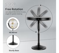 5x Magnifying Mirror On Stand ¿ Black ¿ Double-Sided ¿ Anti-Fog And Anti-Rust ¿ Diameter 20 Cm