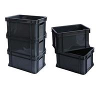 5x Mini caisse rangement plastique Anthracite ARTECSIS - 11L - 35x24x18cm - Bac plastique - Rangement Bureau Buanderie Cuisine