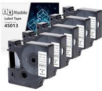 5x Msudoku Remplacement pour Dymo D1 45013 S0720530 Noir sur Blanc Bande Etiquette 12mm x 7m, Compatible avec Dymo LabelManager Executive 640 CB 160 280 210D 360D 420P PnP 450D Etiqueteuse