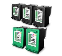 5X Müller Printware Cartouches Jet d'encre pour HP C 4100 4110 4140 4150 4170 4175 4180 4190 remplace 337+343 CMYK