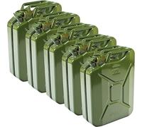 5x Oxid7® Bidon d'essence en métal | Bidon de carburant de 20 litres | Jerrican Homologué Carburant | Convient pour l'essence & diesel | Bidon de carburant de 20L avec homologation UN [Vert olive]