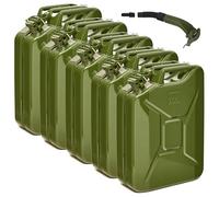 5x Oxid7® bidons d'essence en métal y compris bec verseur & support | Bidon de carburant de 20 litres | Jerrican Homologué Carburant | Essence & Diesel | Bidon de carburant de 20L avec homologation UN