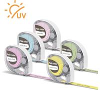 5x P12&P12-Pro Étiquettes transfert thermique es 12mmx4m Gris sur multicolore Q5-MQP37/MQY37/MQG37/MQB37/MQV37 Résistantes à la chaleur pour imprimantes d'étiquettes P12&P12-Pro