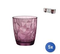 5X Paquets 3 Verres En Verre Diamond Eau Purpl 30 Cl Transparent Rocco