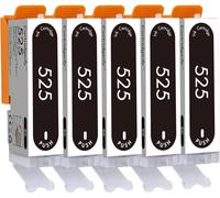 5X PGI-525 Noir Cartouches d'encre Compatible avec Canon 525 BK, pour Pixma MG5150 MG5250 MG5350 IP4850 IP4950 IX6550 MX885 MX715 MX895