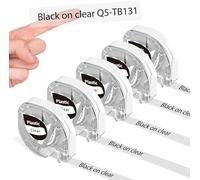 5x Phomemo P12&P12-Pro Ruban d'étiquette 12mm x 4m Transparent Q5-TB131 | Noir sur transparent Plastique résistant à l'eau Bande d'étiquettes autocollantes pour imprimante d'étiquettes P12/P12Pro/F12