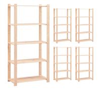 5x Pin Solide Etagères de Rangement 5 Niveaux 250 kg Stockage Maison vidaXL
