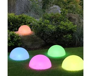 5x RGB LED lampes à prise solaire demi-boule chemin de jardin décoration éclairage changement de couleur extérieur lumières blanc