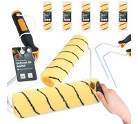 5x Rouleau Peinture 25 cm Recharge Laque Façade Mur 2x Support Outils Peintre Travaux Rénovation Haute Absorption Finition Lisse Application Facile