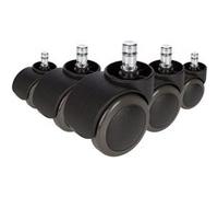 hjh OFFICE 619026 5X roulettes pour sols durs 11mm / 50mm ROLO No-Noise roulettes de Chaise pour sols durs (Pack de 5)