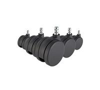 hjh OFFICE 619018 Lot de 5 roulettes ROLO NO-NOISE Noir 11mm x 75mm Roulettes de chaise pivotante pour moquette