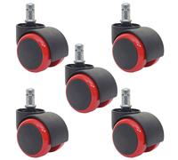 5x Roulettes Pour Sol Dur Hwc-H86, Roulettes Pour Chaise De Bureau 150kg Capacité De Charge 50mm Rouge Multicolore