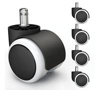 5x roulettes pour sols durs avec revêtement en PVC silencieux et sans rayures - roulettes universelles pour chaises de bureau, idéal pour tous les sols (11 x 22 mm, Blanc)