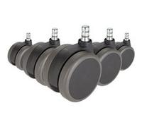 5x roulettes pour sols durs ROLO No-Noise 11mm / 75 mm roues pour chaises bureaux (lot de 5) hjh OFF Noir G