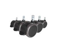 5x Roulettes ROLO STOP pour sols durs avec frein de stationnement 11mm / 65 mm Roulettes hjh OFFICE Noir G